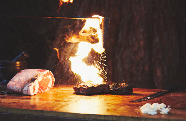 Ribeye Steak Carving & Wood Fired Cooking + DINNER