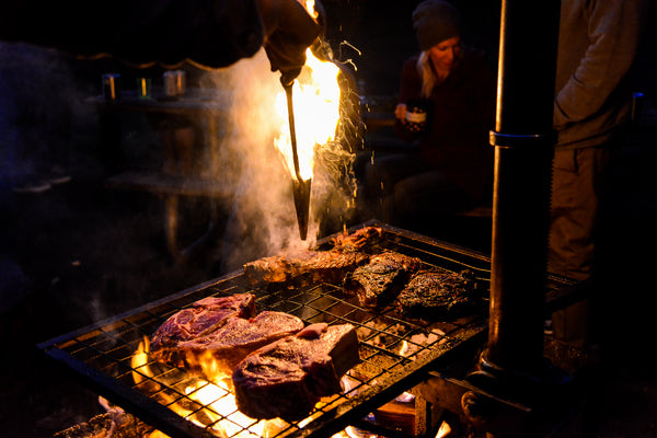 Ribeye Steak Carving & Wood Fired Cooking + DINNER